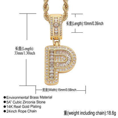 Hip Hop Letter Iced Link Cubic Zirconia Pendant Necklace for Men and Women