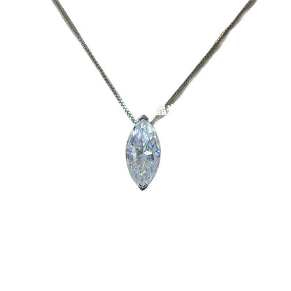 Marquise Cut Moissanite Pendant Necklace for Women, 5 Carat Leaf Shape Solitaire Necklace with Certificate Card