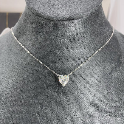 Heart Pendant Necklace for Women, Sparkling Crystal Heart Chain, Everyday Layering Jewelry