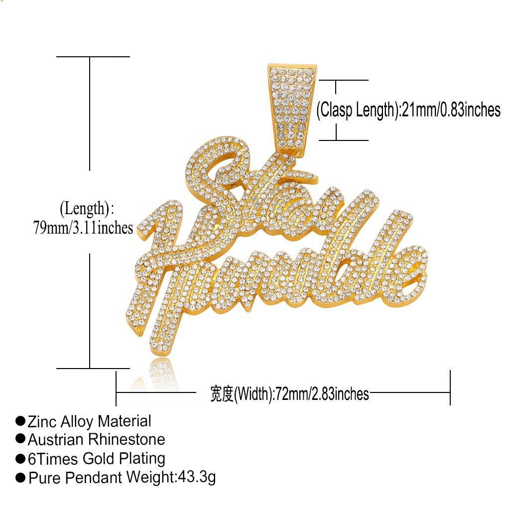 Hip Hop Letter Cuban Link Alloy Pendant Necklace for Men and Women