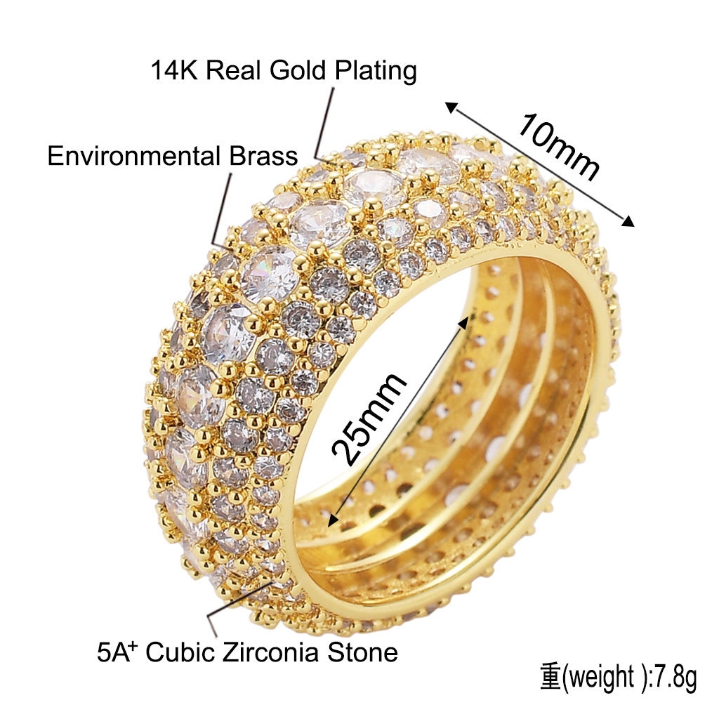 Hip Hop Fashion Cubic Zirconia Ring for Men