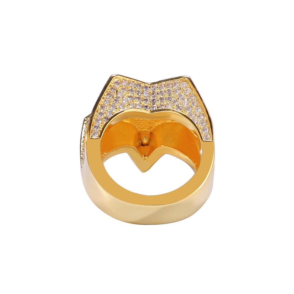 Men’s Star Statement Ring with Cubic Zirconia – Hip Hop Silver Plated Copper Ring