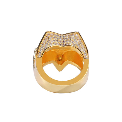 Men’s Star Statement Ring with Cubic Zirconia – Hip Hop Silver Plated Copper Ring