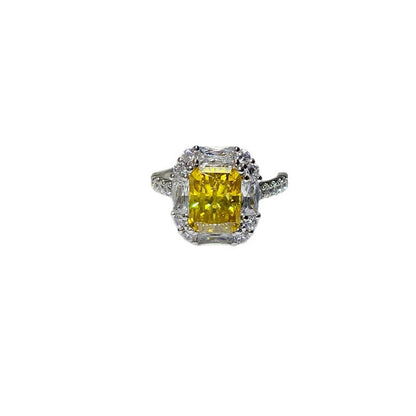 3 Carat Yellow Radiant Cut Moissanite Halo Ring for Women