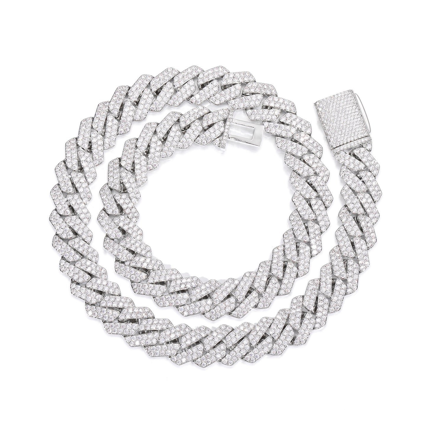 Iced Out Cuban Link Chain Necklace Bracelet Set in Gold or White Gold Tone product image