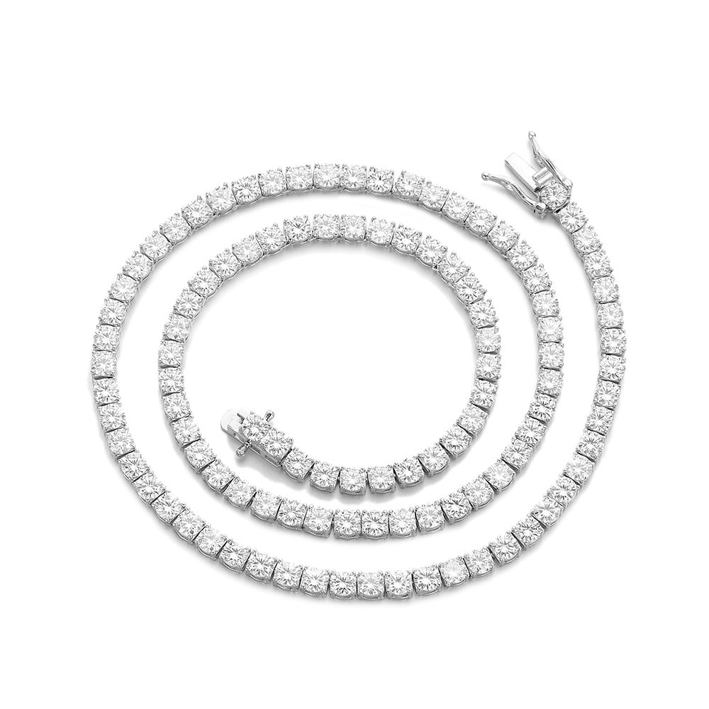 Moissanite Tennis Bracelet, 925 Silver Iced Out Chain for Men Women