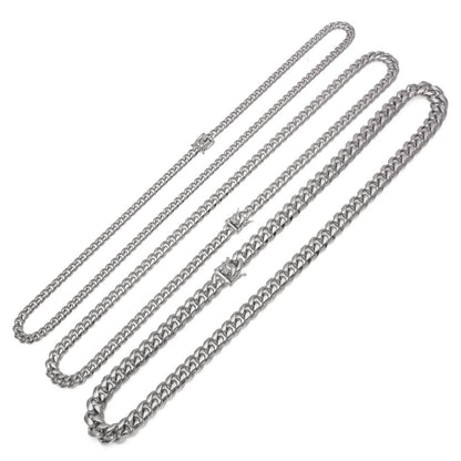 Unisex Stainless Steel Cuban Chain Necklace & Bracelet Set – Gold or Silver Plated Statement Jewelry, 8mm/10mm/12mm/14mm
