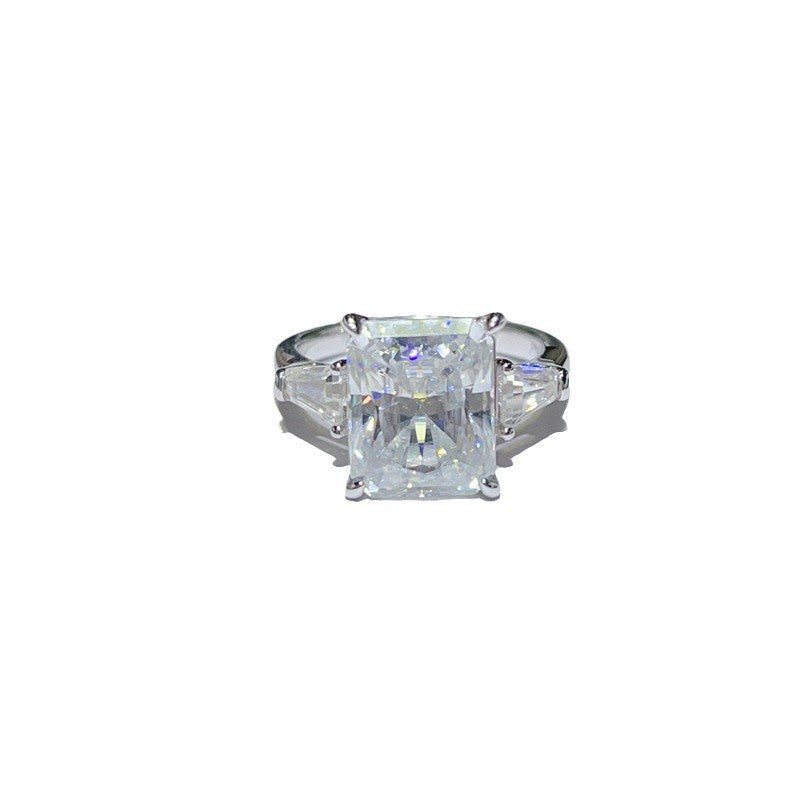 5 Carat Yellow Radiant Cut Moissanite Ring for Women - Three Stone Engagement Ring Style product image