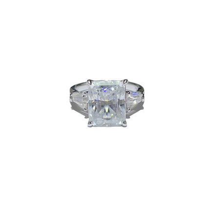 5 Carat Yellow Radiant Cut Moissanite Ring for Women - Three Stone Engagement Ring Style