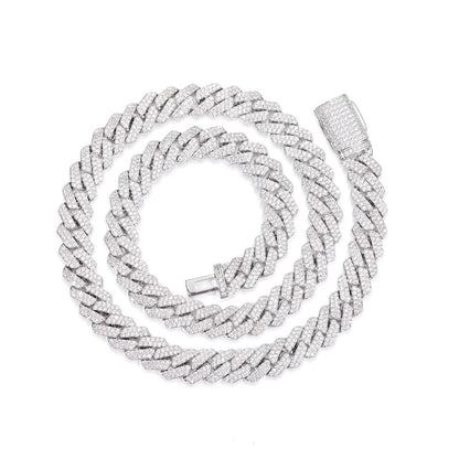 10MM Iced Out Cuban Link Chain Necklace for Men & Women – Geometric Zircon Hip Hop Statement Jewelry