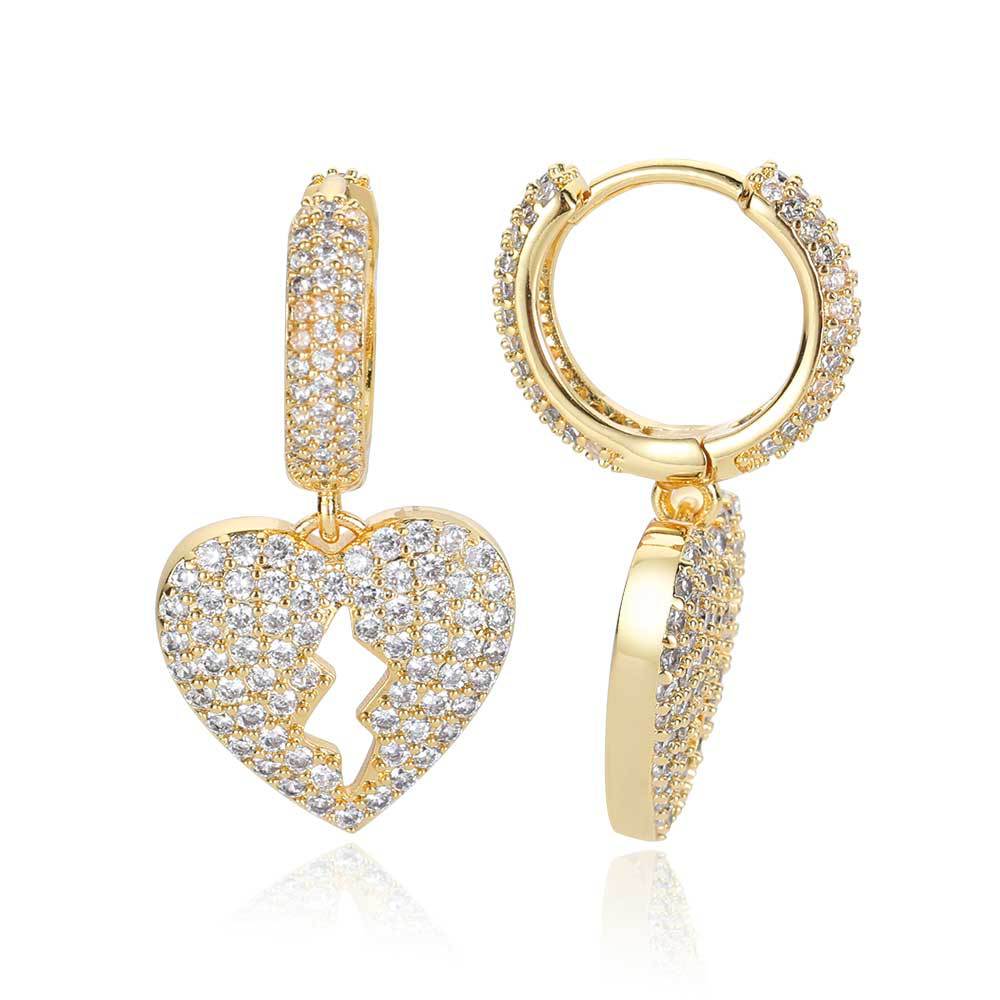 Broken Heart CZ Drop Hoop Copper Earrings - EAR021 product image