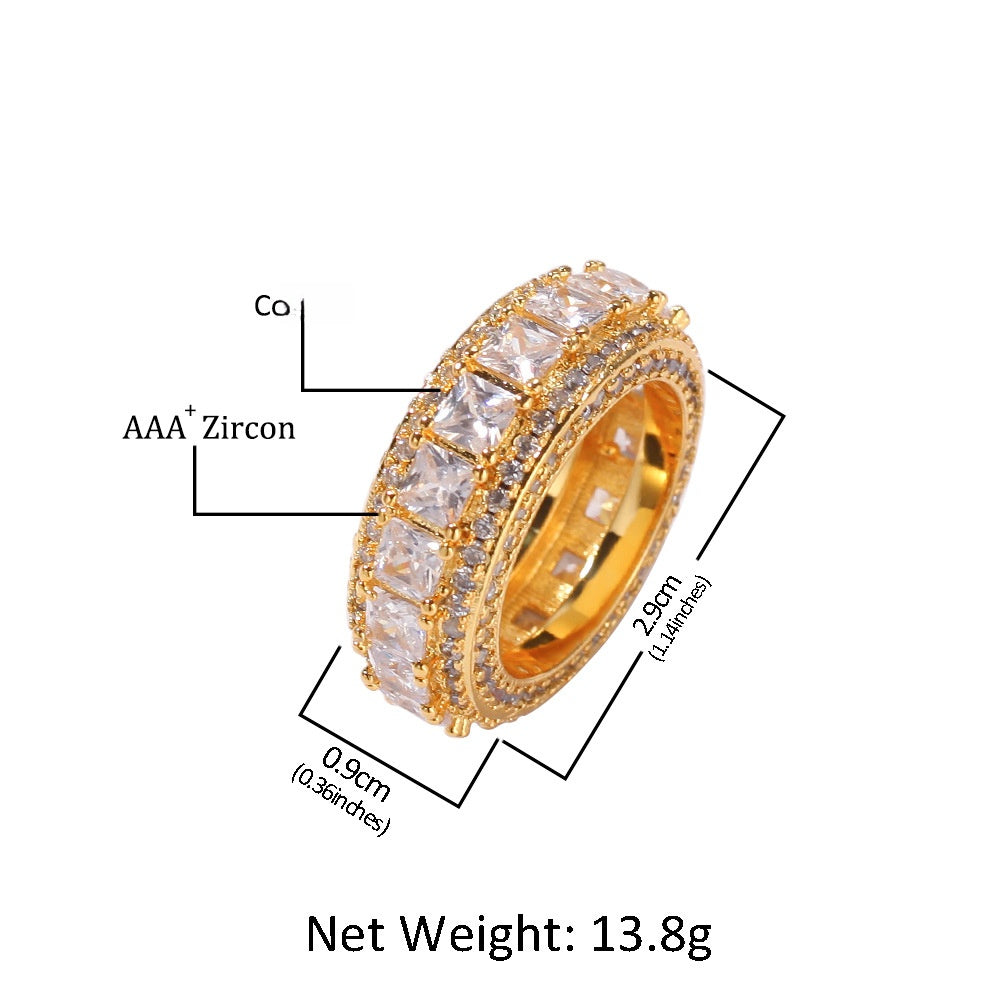 Square CZ band ring size image showing 8.8mm width product image