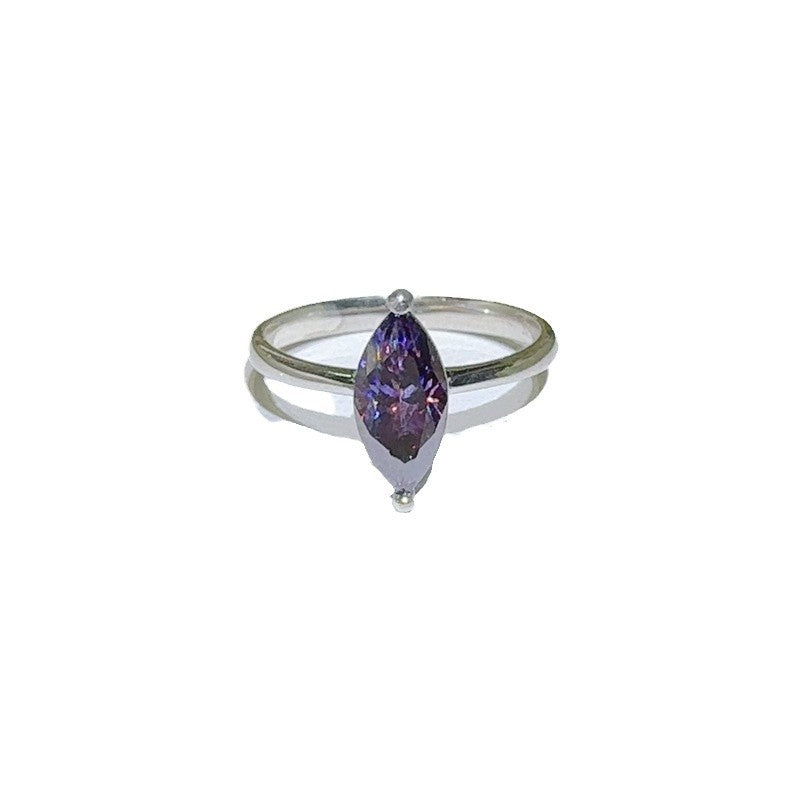 Marquise Cut Moissanite Ring for Women - Purple or White Solitaire Ring, Sizes 9-20 product image