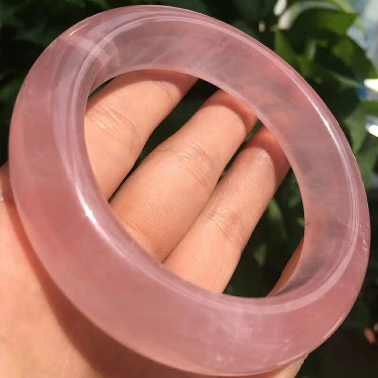 Pink Crystal Bangle Bracelet for Women, Natural Geometric Style