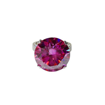 Pink Moissanite Halo Ring for Women, Oversized Geometric Statement Engagement Ring