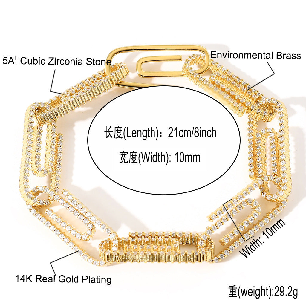 Hip Hop Fashion Cubic Zirconia Bracelet for Men