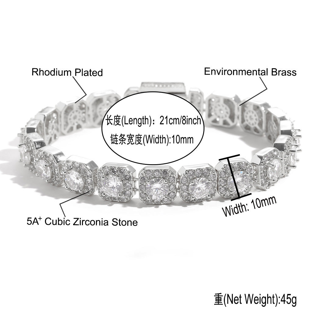 Hip Hop Iced Link Cubic Zirconia Bracelet for Men