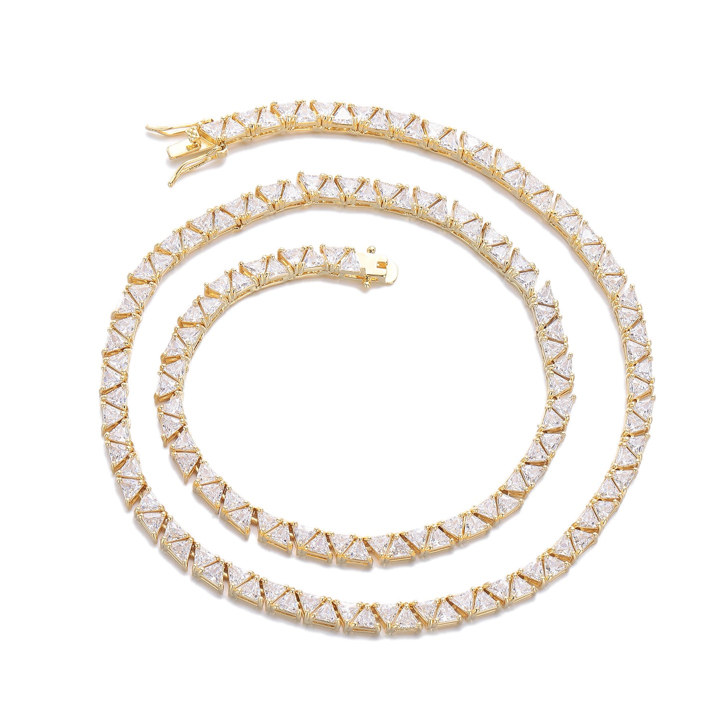 Triangle Zirconia Tennis Chain Bracelet & Necklace, Geometric 5MM Unisex Jewelry