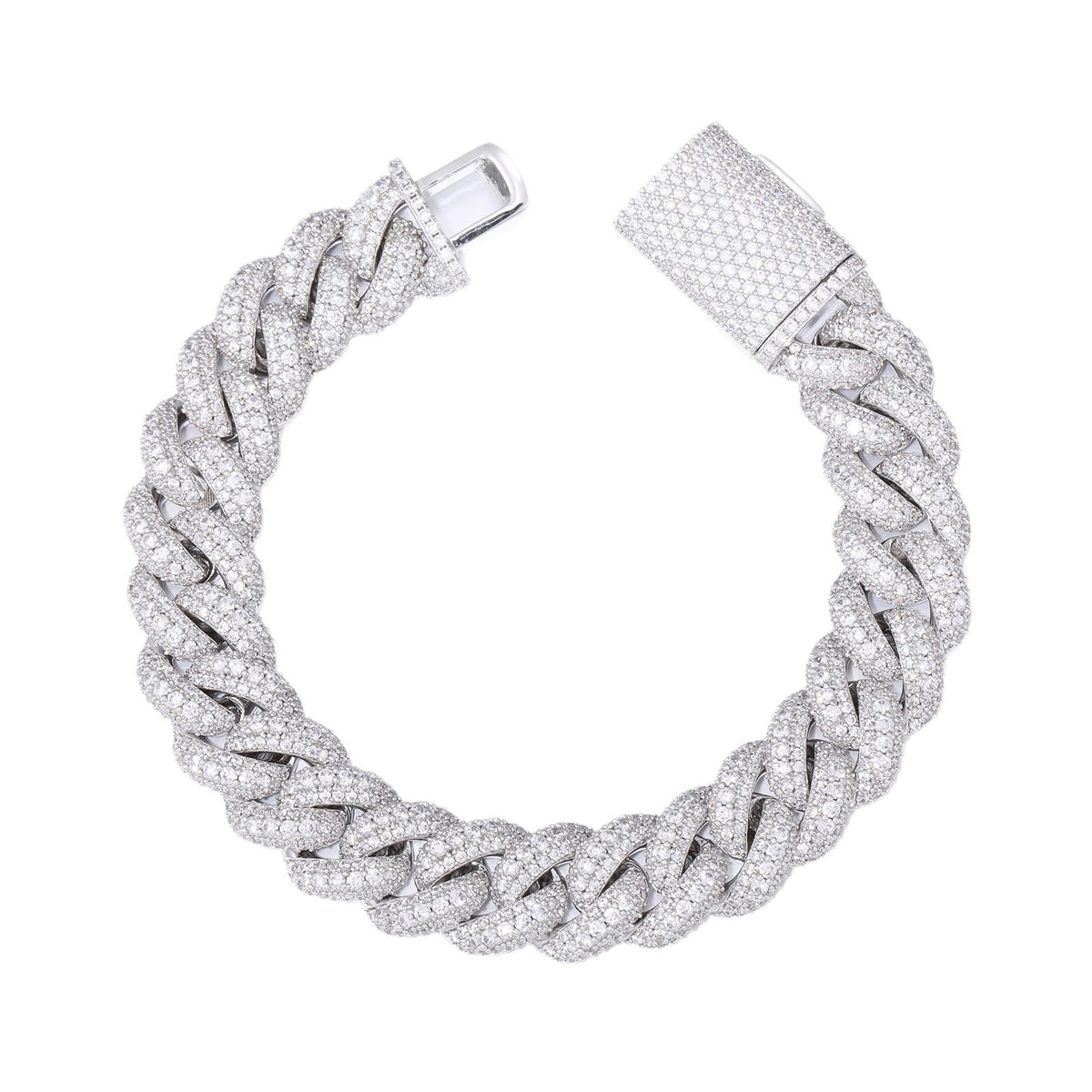 Cubic Zirconia Cuban Link Bracelet, Iced Hip Hop Bracelet for Men and Women product image