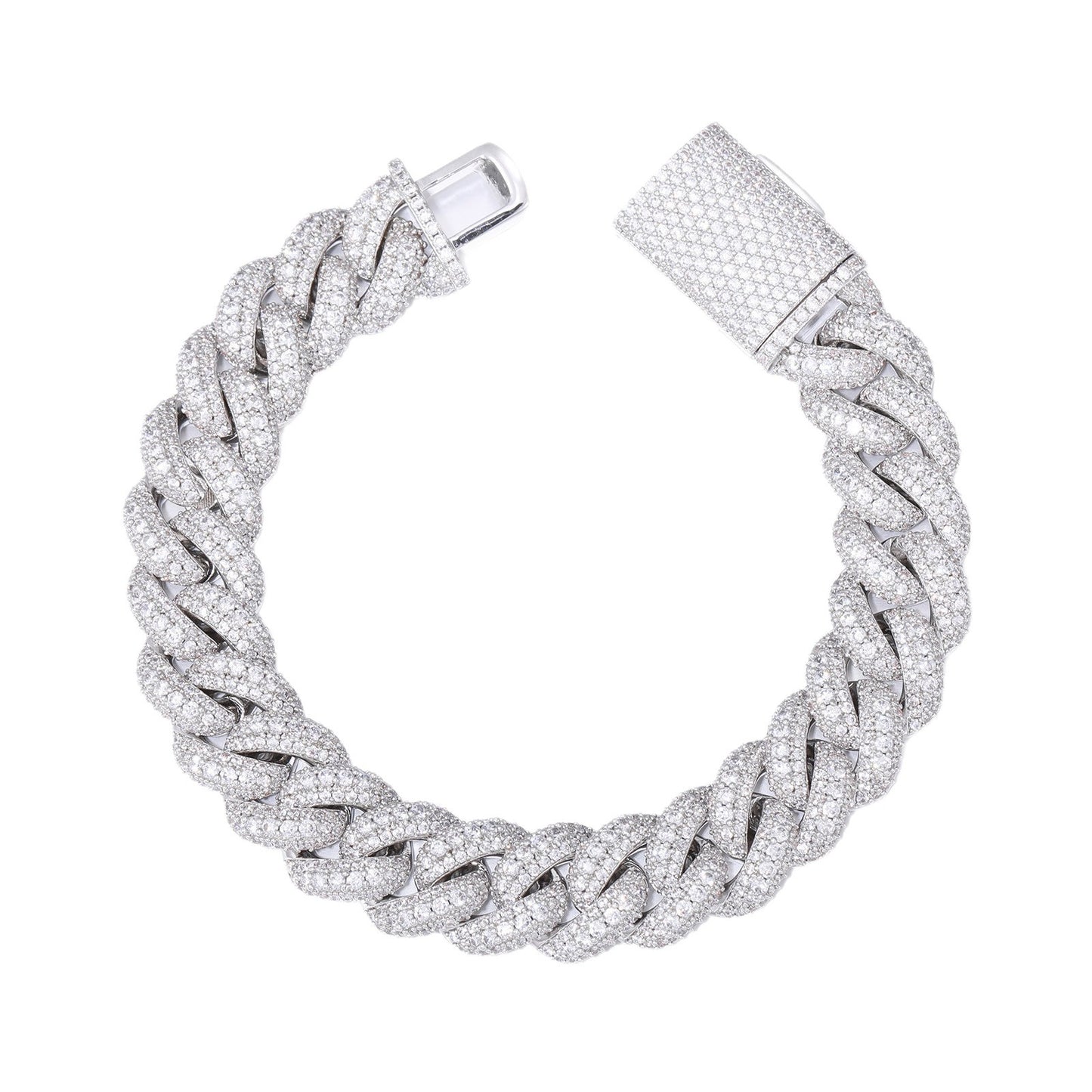 Cubic Zirconia Cuban Link Bracelet, Iced Hip Hop Bracelet for Men and Women product image