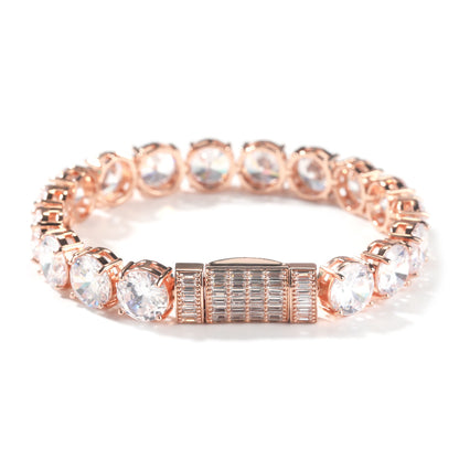 Rose gold tone 10mm cubic zirconia tennis bracelet front view