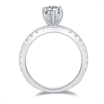 2 Carat Marquise Moissanite Engagement Ring for Women, Pave Band
