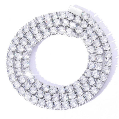 3-6 mm Round CZ Tennis Hip Hop Necklace with Copper Base - CHA005