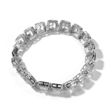 Unisex Iced-Out Square Crystal Link Bracelet in Gold & Silver Tone