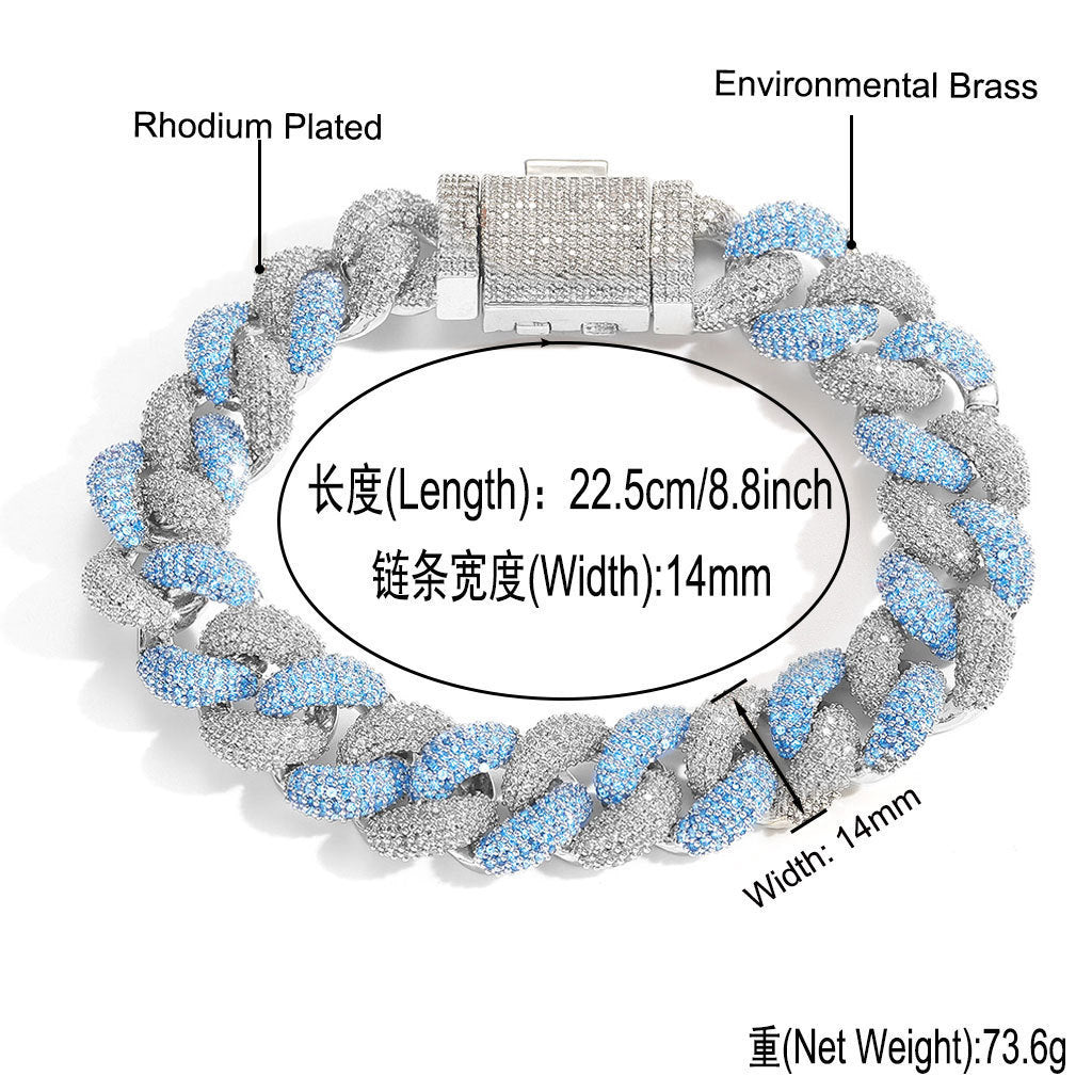 Hip Hop Diamond Shape Cuban Link Cubic Zirconia Necklace for Men