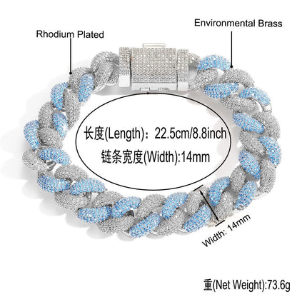Hip Hop Diamond Shape Cuban Link Cubic Zirconia Necklace for Men