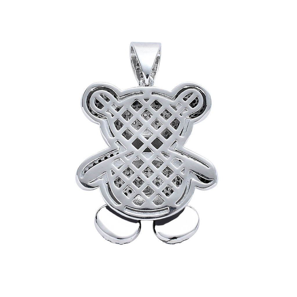 Hip Hop Bear Cat Cubic Zirconia Pendant Necklace for Men and Women