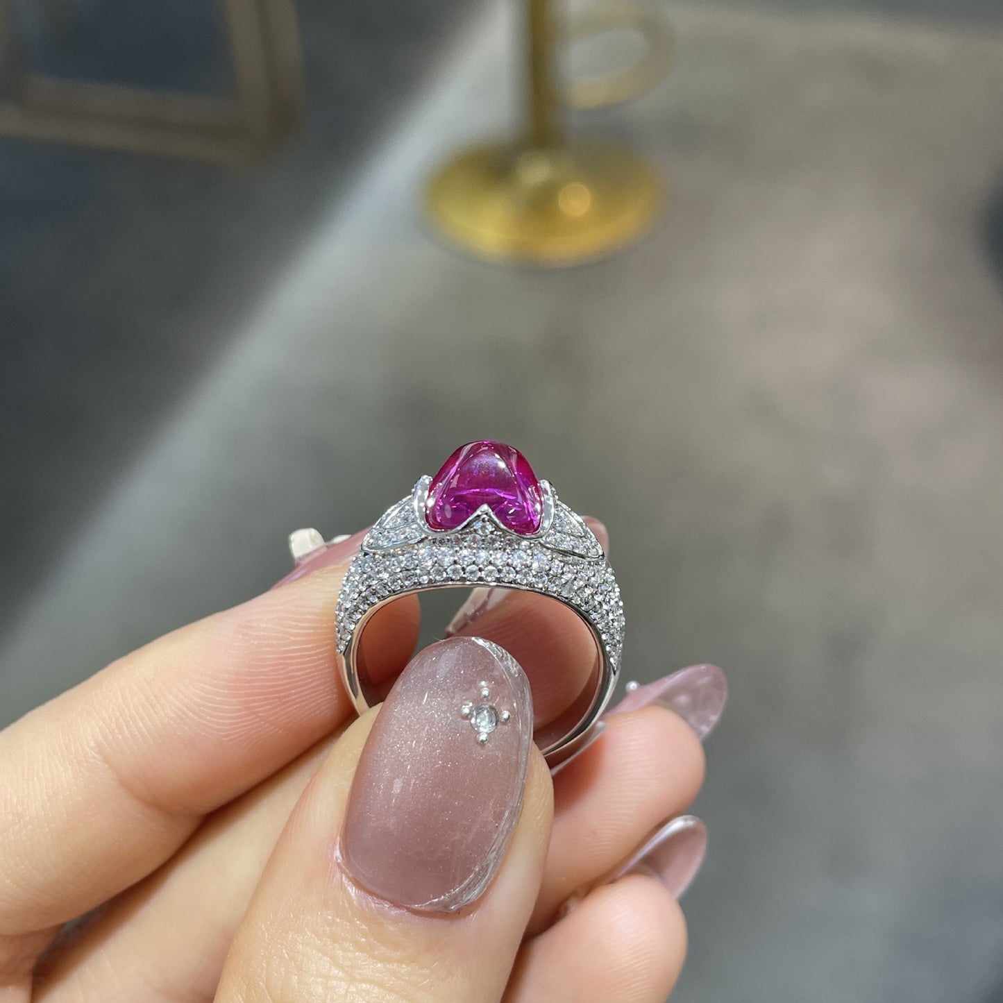 Lab-Grown Pink Sapphire Halo Ring, 925 Sterling Silver Cushion-Cut Ring product image