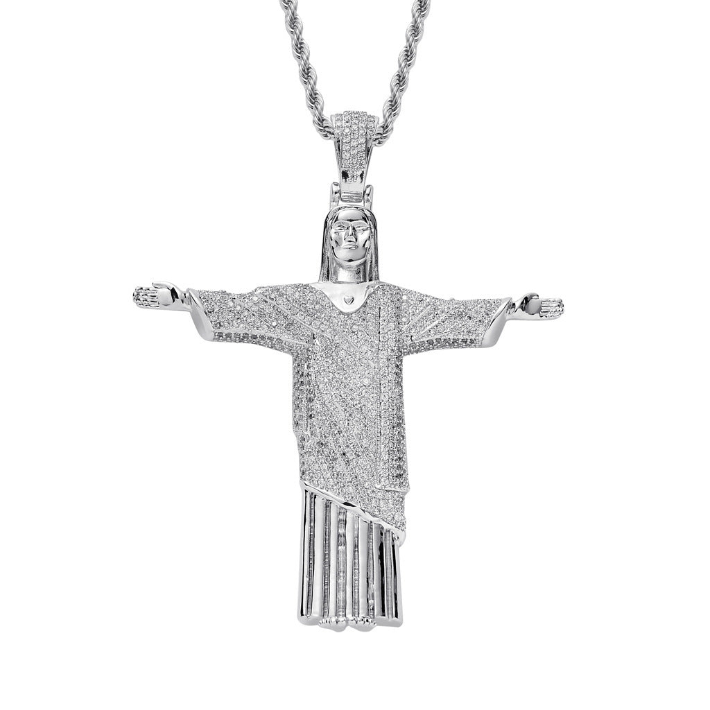 Hip Hop Vintage Cross Copper Pendant Necklace for Men and Women
