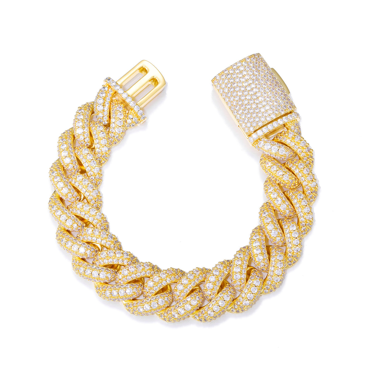 Pavé Cuban Link Bracelet, Unisex Hip Hop Bracelet, 15mm/18mm, Box Clasp product image