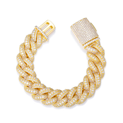 Pavé Cuban Link Bracelet, Unisex Hip Hop Bracelet, 15mm/18mm, Box Clasp