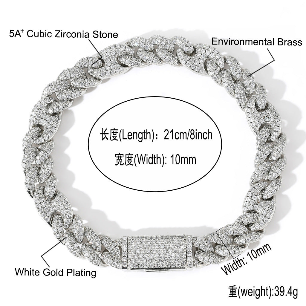 Hip Hop Heart Square Cubic Zirconia Ring for Men
