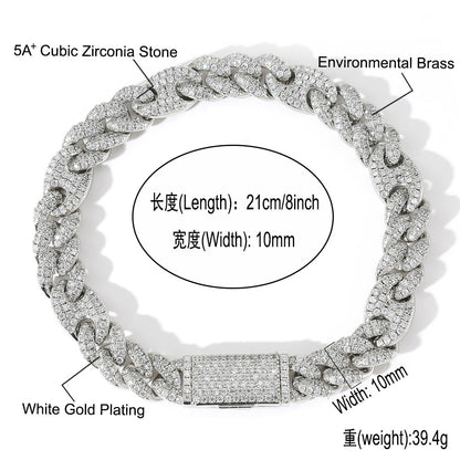 Hip Hop Heart Square Cubic Zirconia Ring for Men