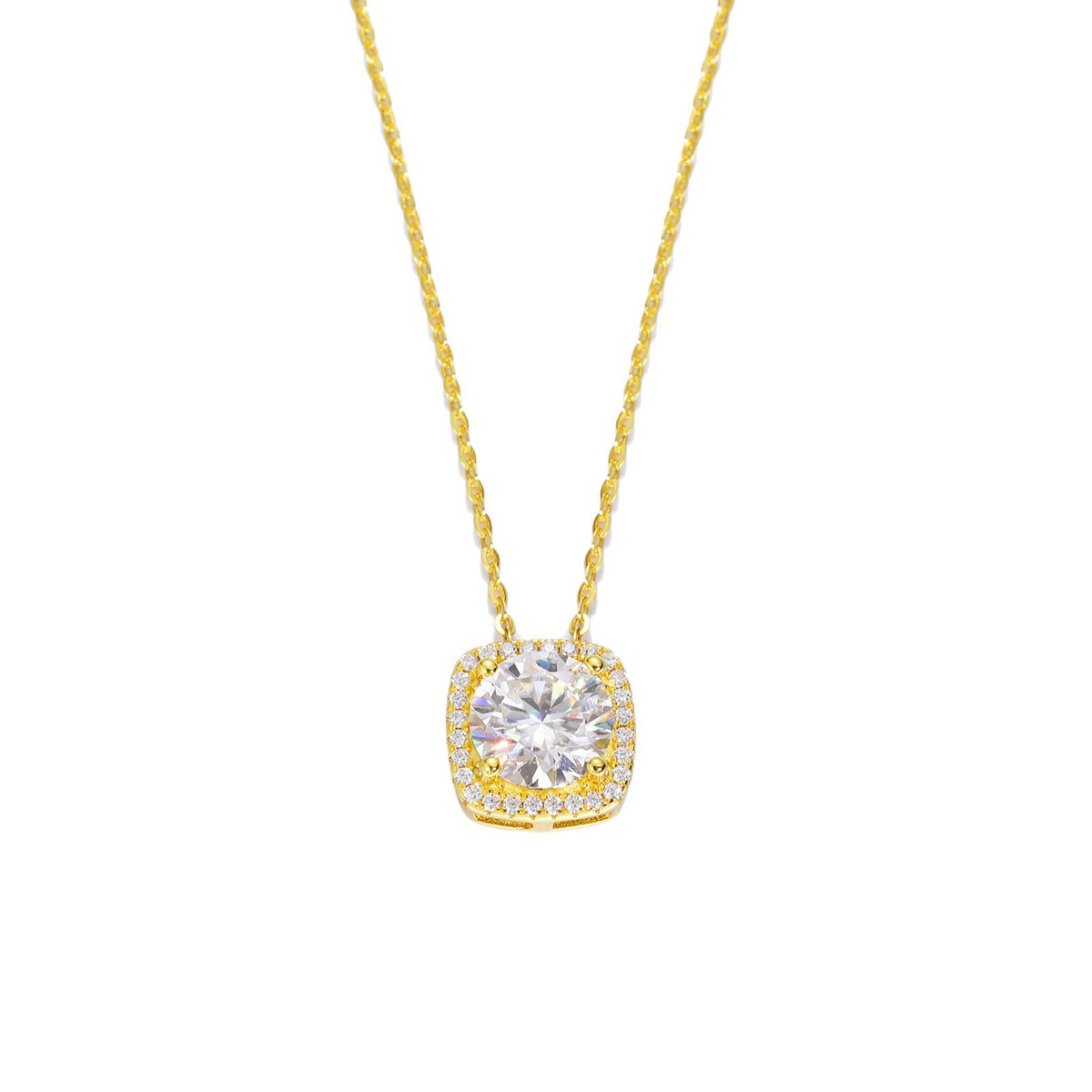 925 Silver Geometric Moissanite Pendant Necklace for Women, Luxury Hip Hop Clavicle Chain product image