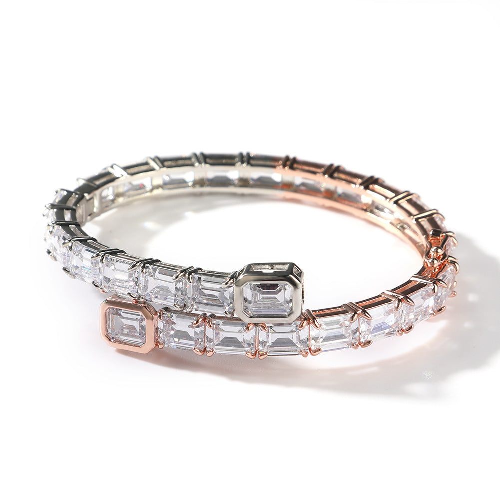 Geometric Cubic Zirconia Tennis Bracelet for Women - Gold, Silver & Rose Gold Statement Chain Bangle product image