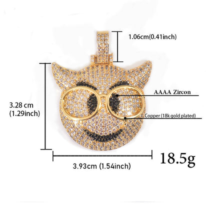 Iced Cartoon Cat Pendant Necklace for Unisex