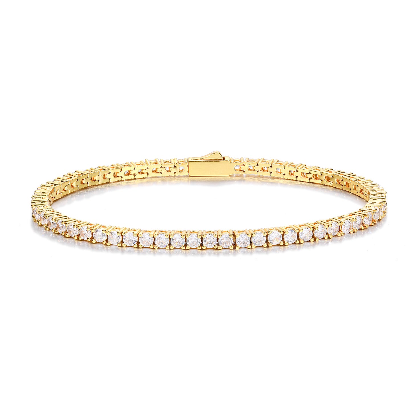 Unisex 3mm Cubic Zirconia Tennis Bracelet in Copper - Iced Out Hip Hop Chain Bracelet product image