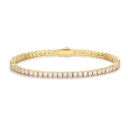 Unisex 3mm Cubic Zirconia Tennis Bracelet in Copper - Iced Out Hip Hop Chain Bracelet