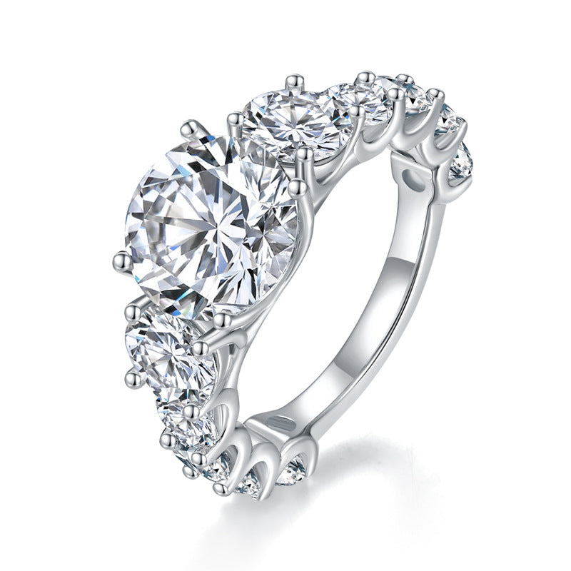 4 Carat Round Moissanite Halo Ring, Sparkling Engagement Ring for Women product image