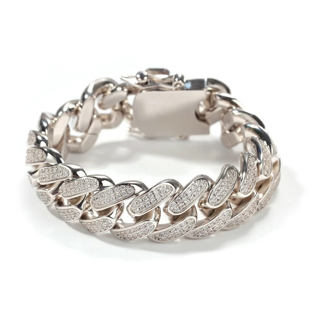 Iced Cuban Link Chain Bracelet for Women & Men – Gold, Silver, Rose Gold Micro Paved Statement Bracelet