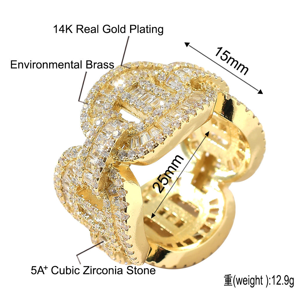 Light Luxury Fashion Cubic Zirconia Ring for Men