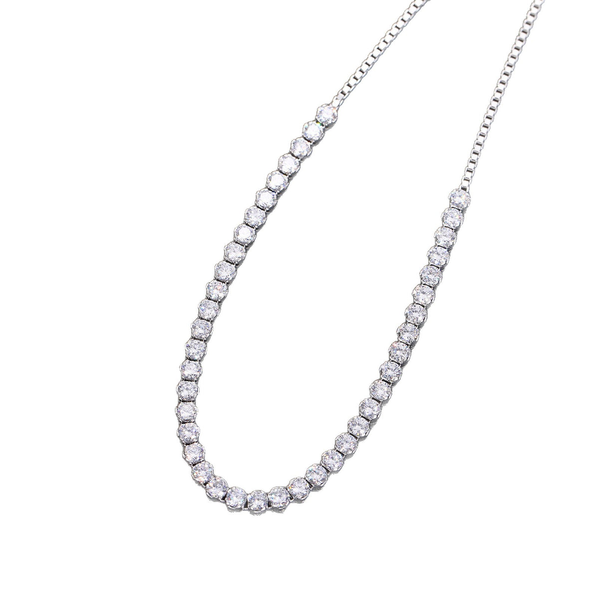 925 Silver Adjustable Tennis Bracelet with Round Moissanite Look Stones for Women and Men product image