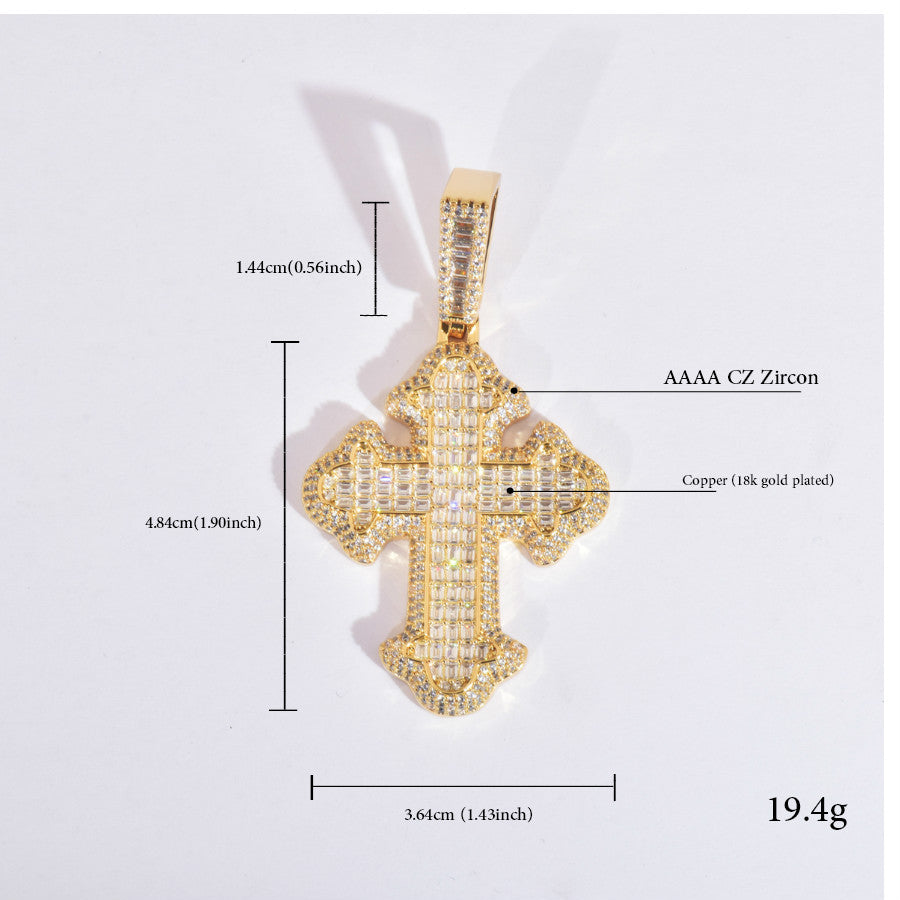 Unisex Iced Out Cross Pendant Necklace