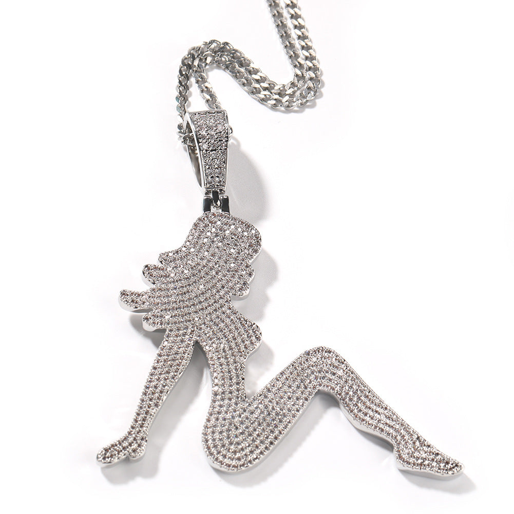 Statement Figure Pendant Necklace for Women - Gold Plated Copper Chain Necklace, Trendy Aesthetic Jewelry 2026