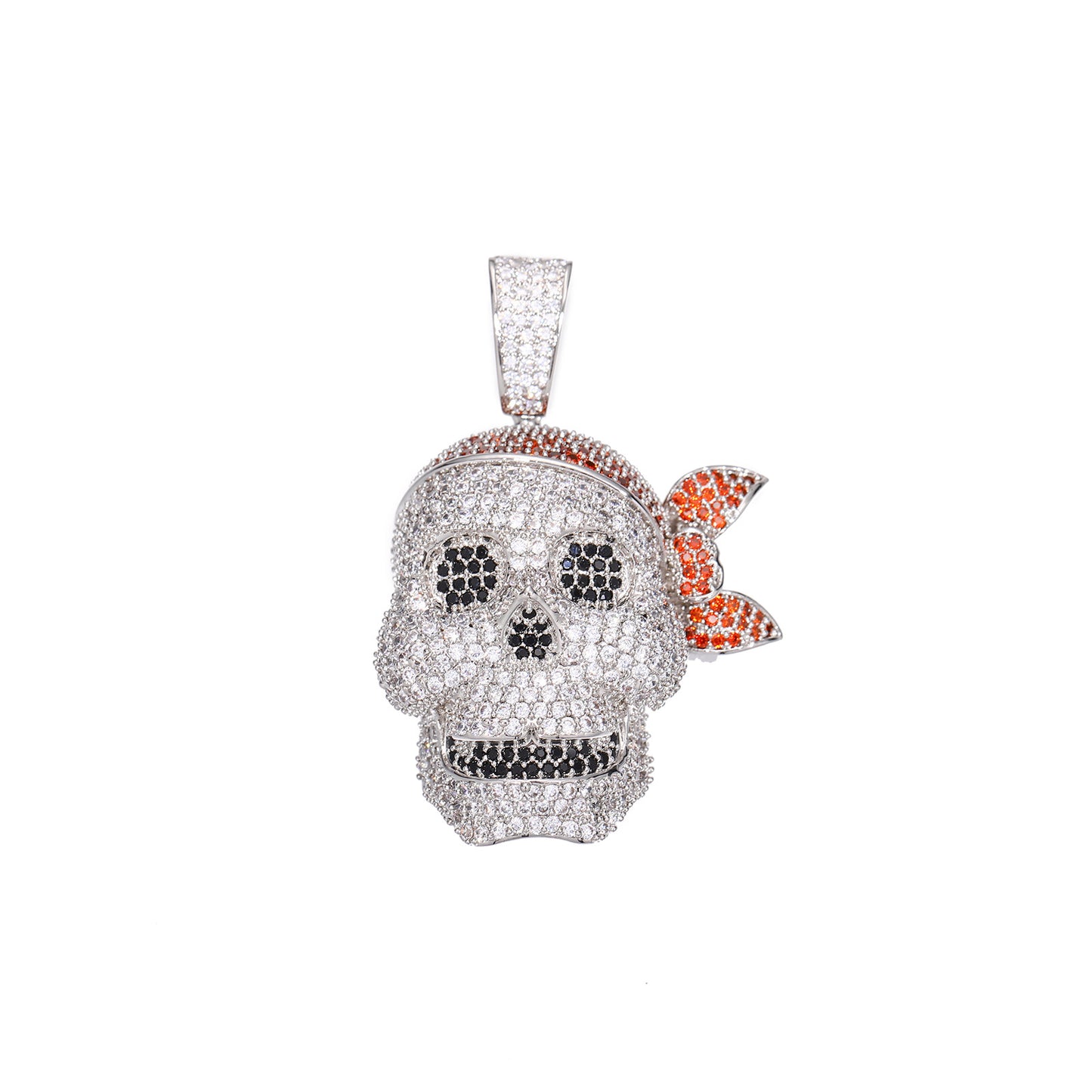 Iced Out Pirate Skull Pendant Necklace for Men - Hip Hop Cubic Zirconia Rope Chain Statement Jewelry product image