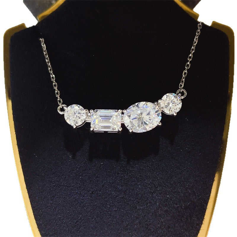 4 Carat Moissanite Necklace in 925 Silver, U Shape Multi Stone Pendant Chain for Women product image